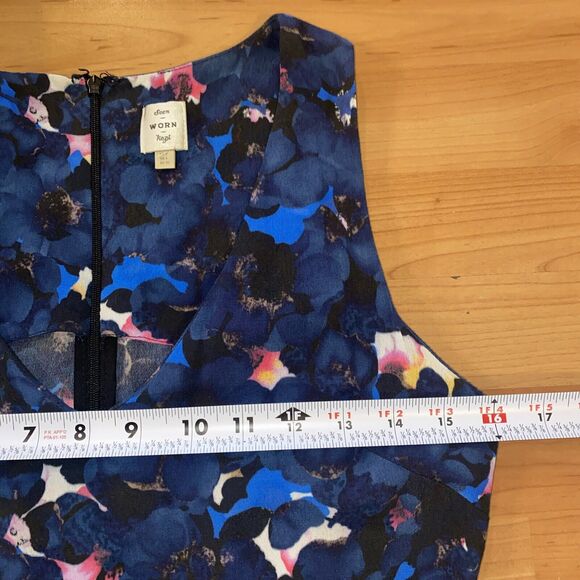 Anthropologie "Seen Worn Kept" Blue Floral V Neck Floral Wide‎ Leg Jumpsuit - 4 - Picture 9 of 14